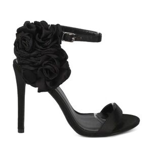 Women Satin Open Toe Floral Bunch Ankle Strap Stiletto Sandal Size 8